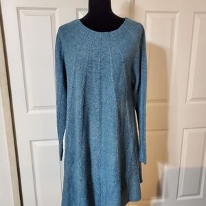 NWOT Sundance Blue Crew Neck Long Sleeve Sweater Dress